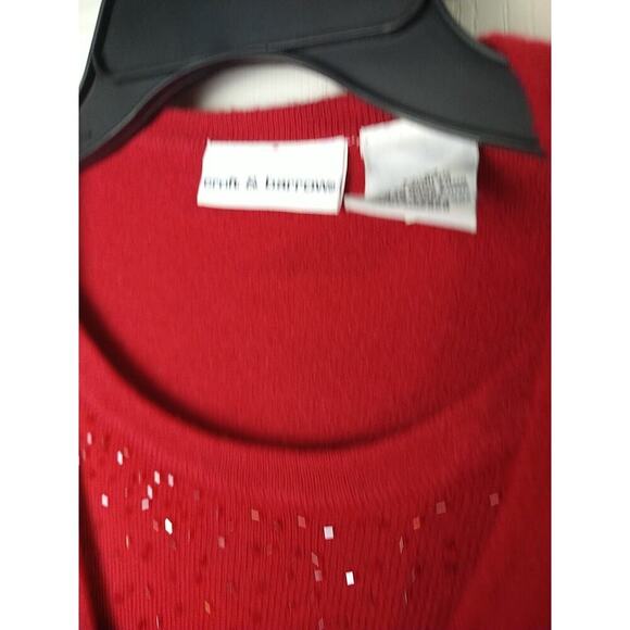 Croft And Barrow Woman M Sweater Red Beaded Pullover Cardigan Tank Front Lined - Picture 5 of 10